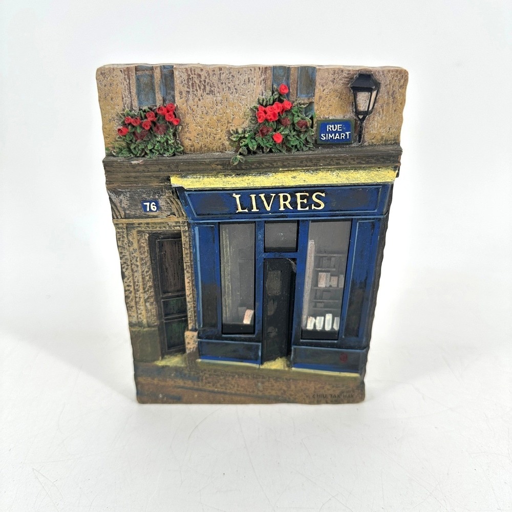 Chiu Tak Hak Paris Livres Bookstore 3D Wall Plaque 76 Rue Simart French Decor